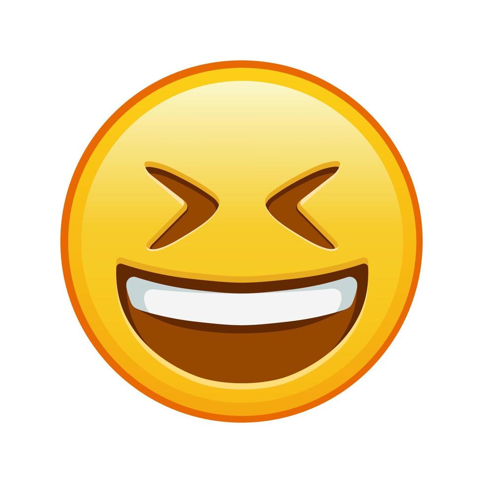 cara sonriente con la boca abierta y los ojos bien cerrados gran tamaño de emoji amarillo sonrisa vector