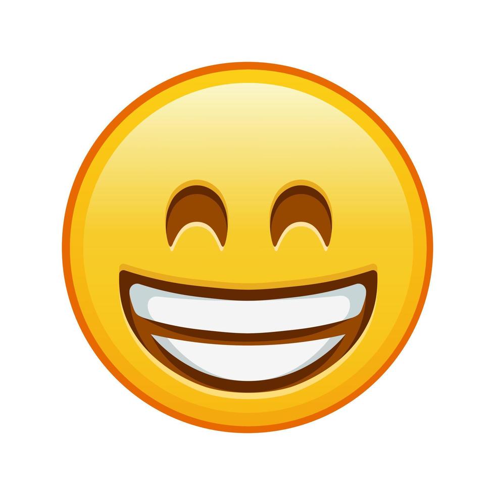 Grinning face with laughing eyes Large size of yellow emoji smile vector