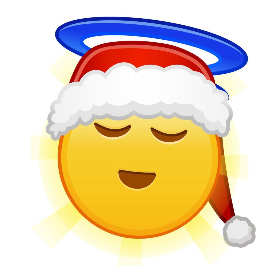 cara sonriente de navidad con halo sobre la cabeza tamaño grande de emoji amarillo sonrisa vector