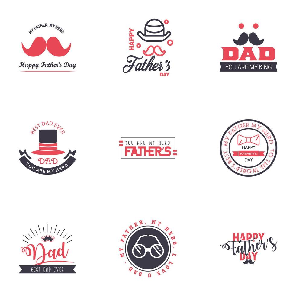 Happy fathers day 9 Black and Pink Lettering happy fathers day Editable Vector Design Elements