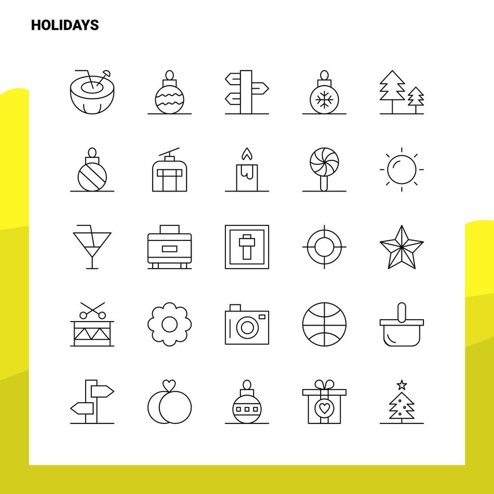 Set of Holidays Line Icon set 25 Icons Vector Minimalism Style Design Black Icons Set Linear pictogram pack