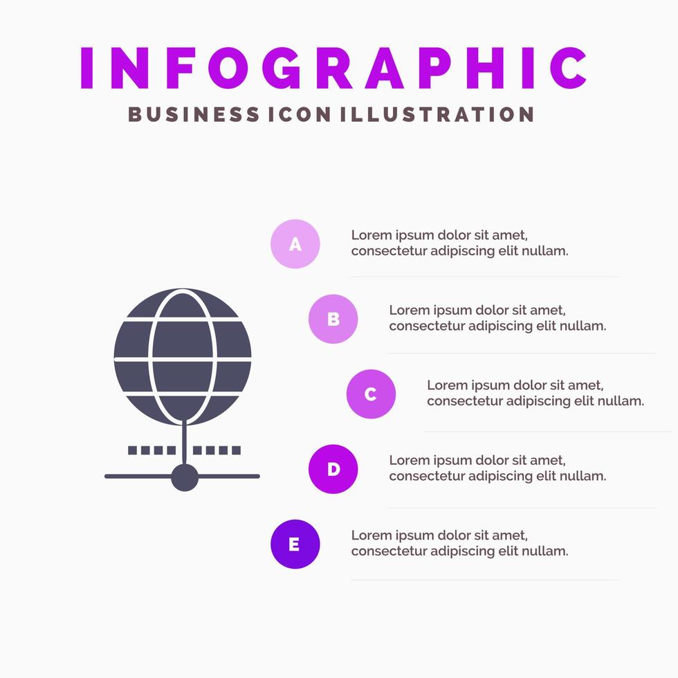 Globe Internet Browser World Infographics Presentation Template 5 Steps Presentation vector