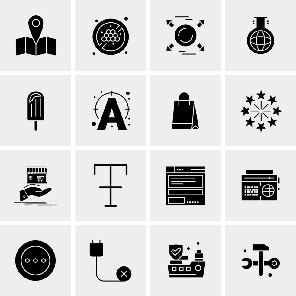 16 iconos de negocios universales vector ilustración de icono creativo para usar en proyectos relacionados con la web y dispositivos móviles