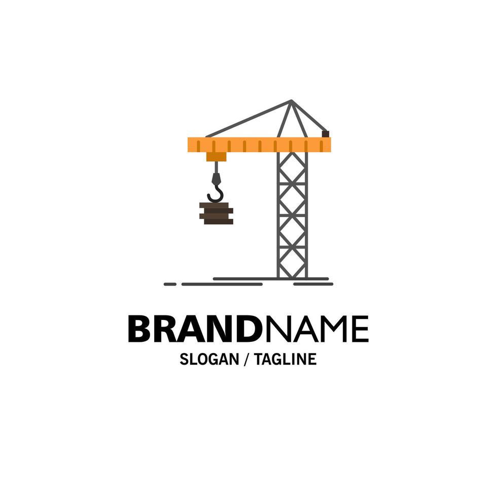 Crane Building Construction Constructing Tower Business Logo Template Flat Color vector