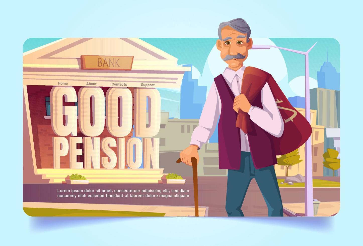 Pension fund savings cartoon landing page, savings vector