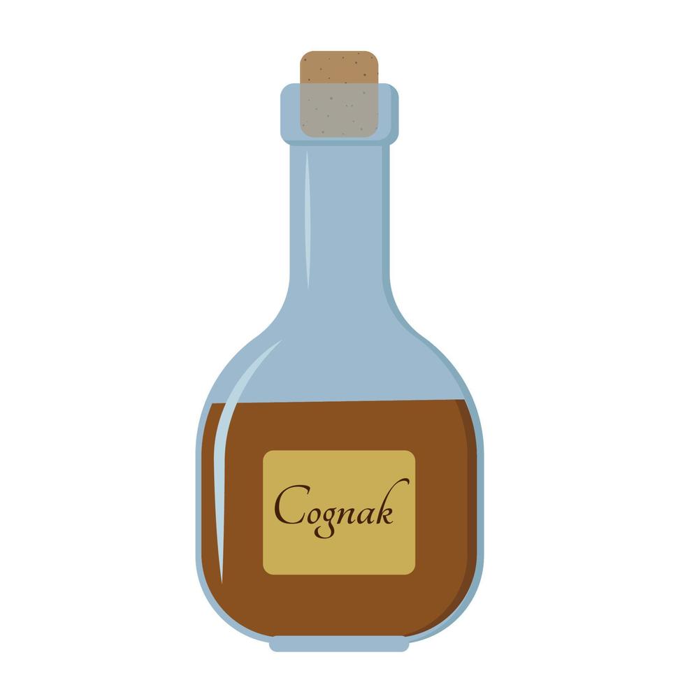 glass bottle of cognac vector