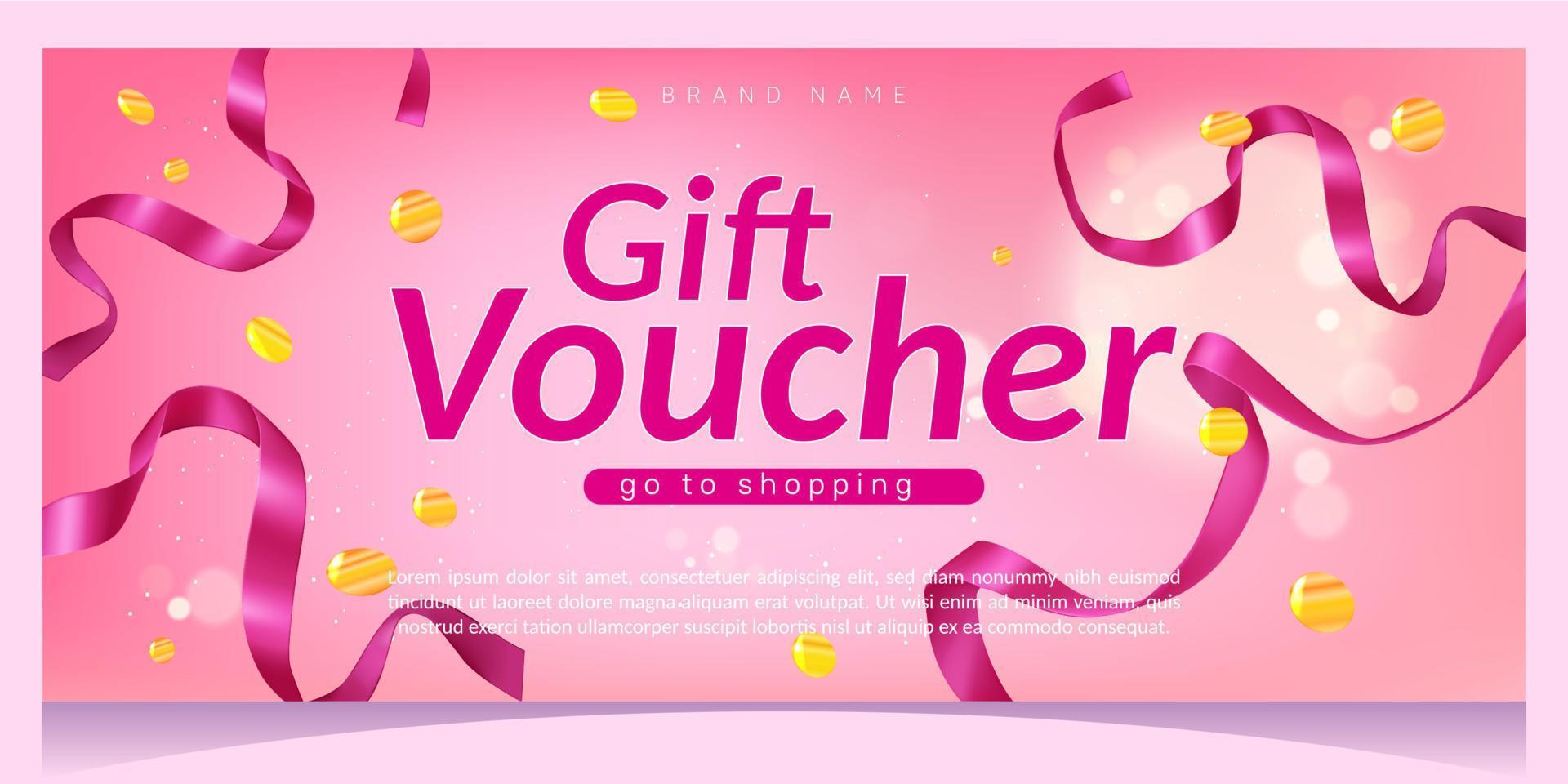 Gift voucher, shopping certificate with ribbons vector