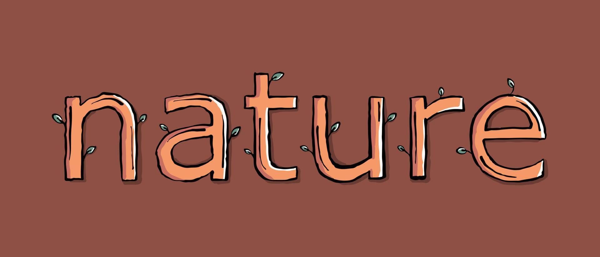 Hand drawing of nature letter with leaves vector