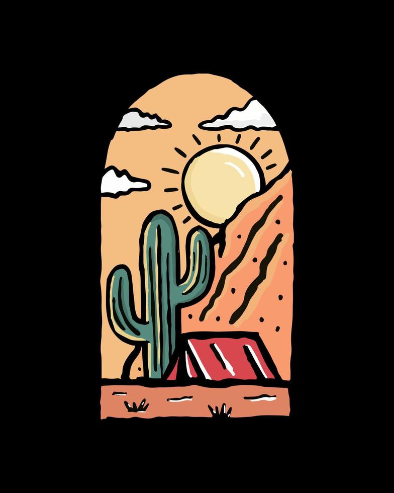 Camping on Saguaro National Park in Arizona vector