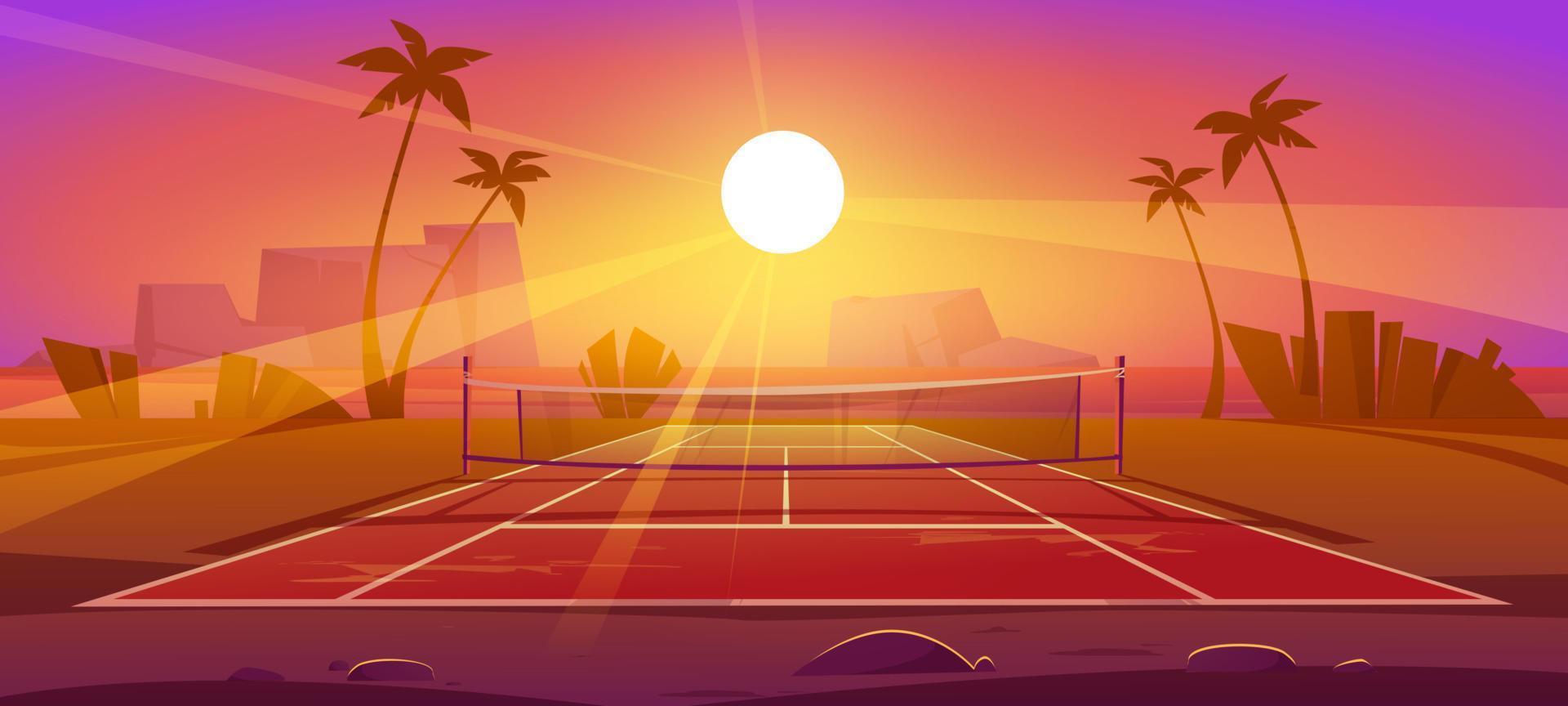 Tennis court, outdoor field for sport exercises vector