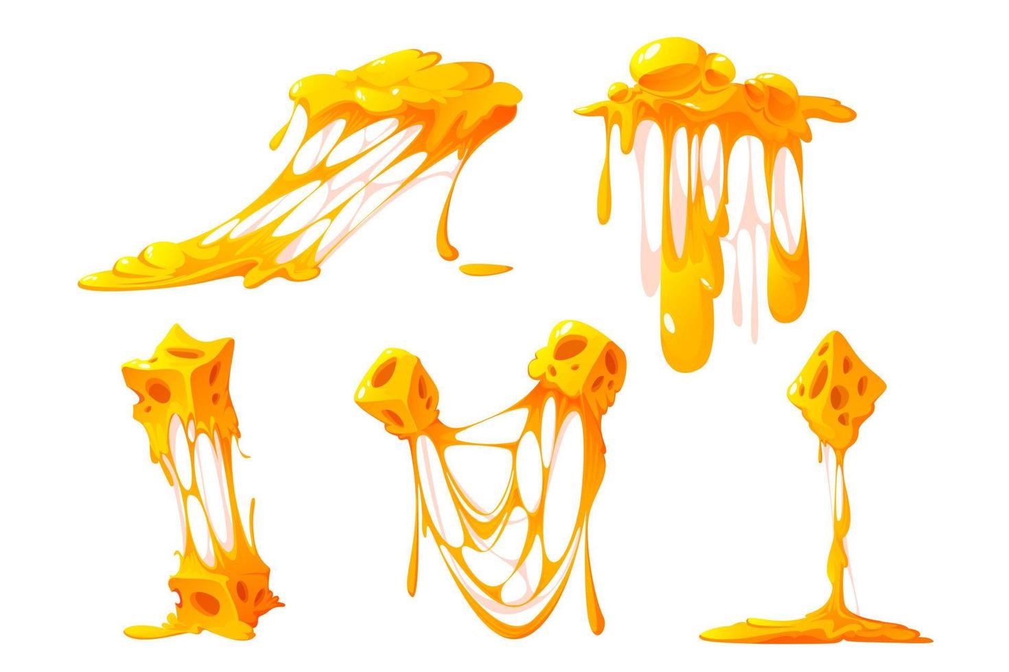 Melted cheese pieces isolated on white background vector