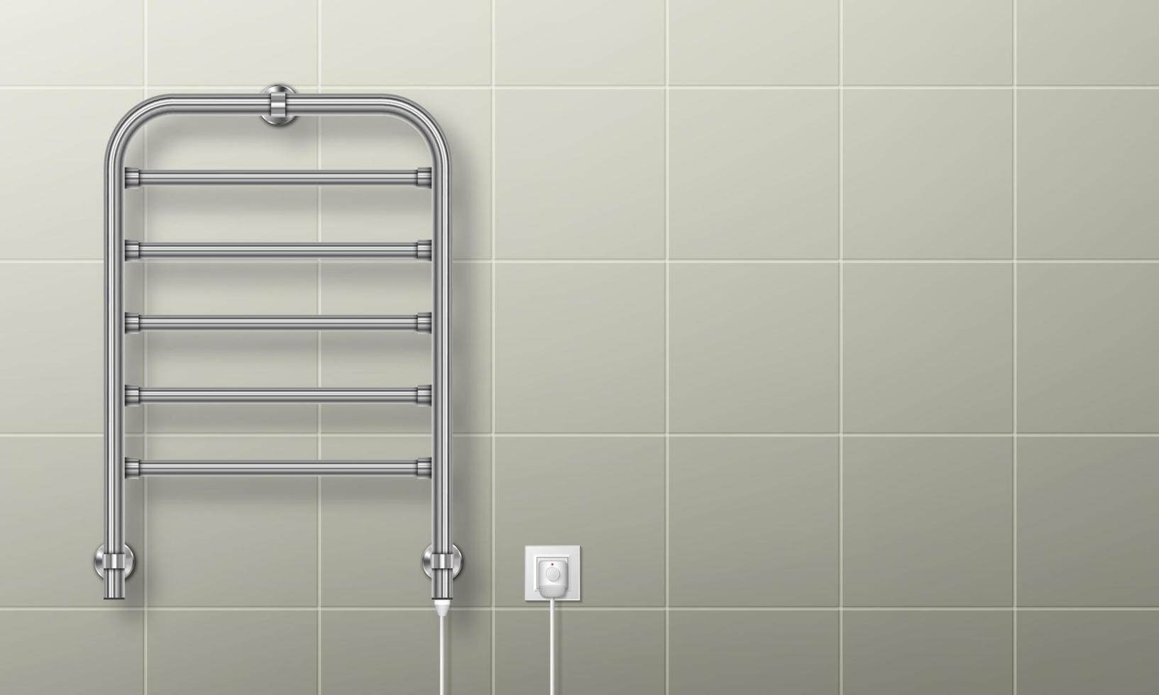 Towel heater rail warmer, plugged in coil dryer vector