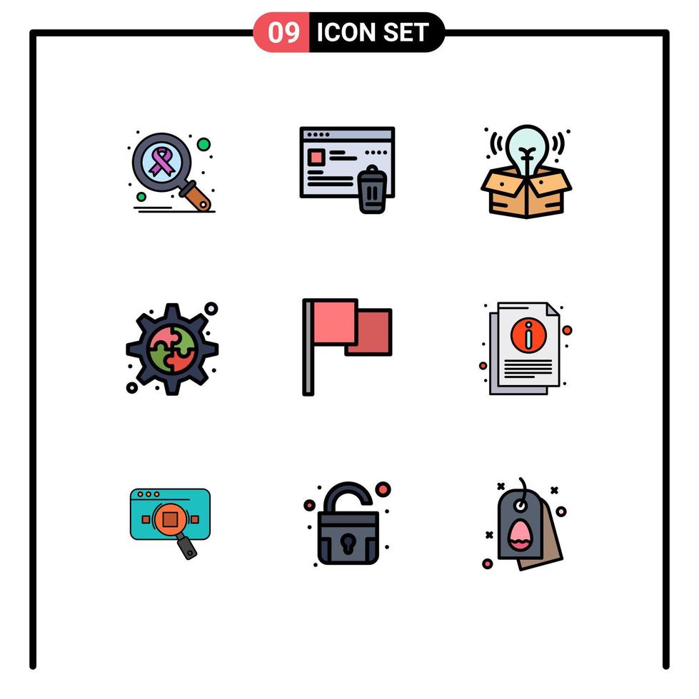 Set of 9 Modern UI Icons Symbols Signs for info flag creative basic process Editable Vector Design Elements