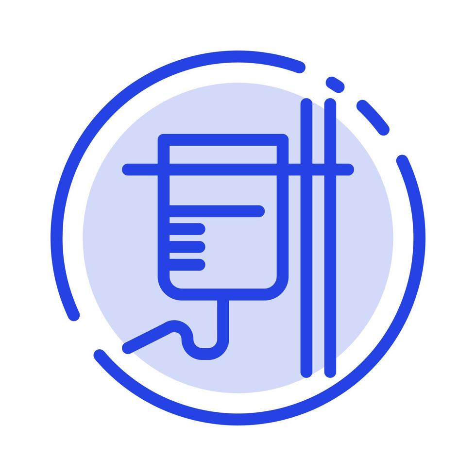 Healthcare Medical Rehydration Transfusion Blue Dotted Line Line Icon vector