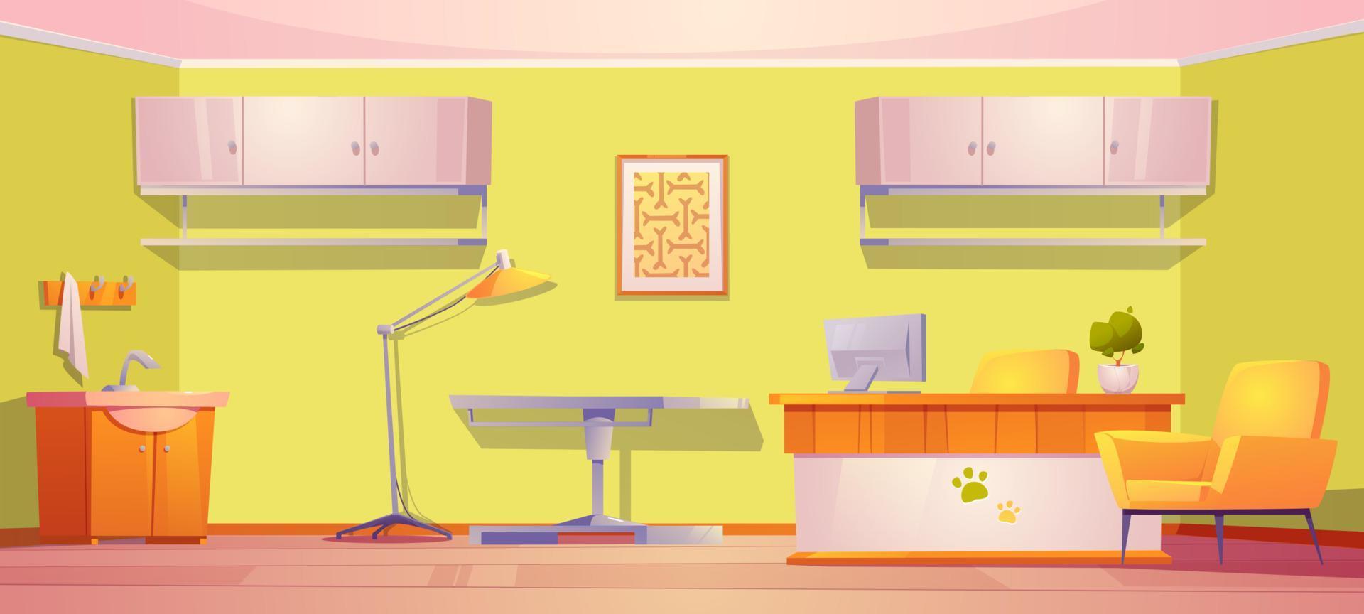 Vet clinic room for medical aid and exam pets vector