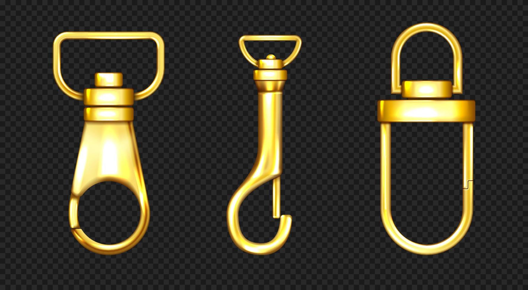 Lobster clasp, hook and lanyard, gold accessories vector