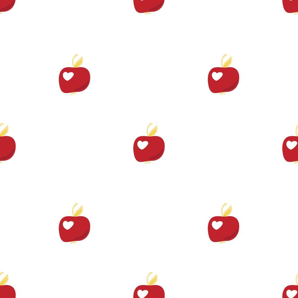 patrón vectorial con pequeñas manzanas rojas en un estilo plano sobre un fondo blanco. patrón con manzanas para telas, empaques, diseño, telas. vector