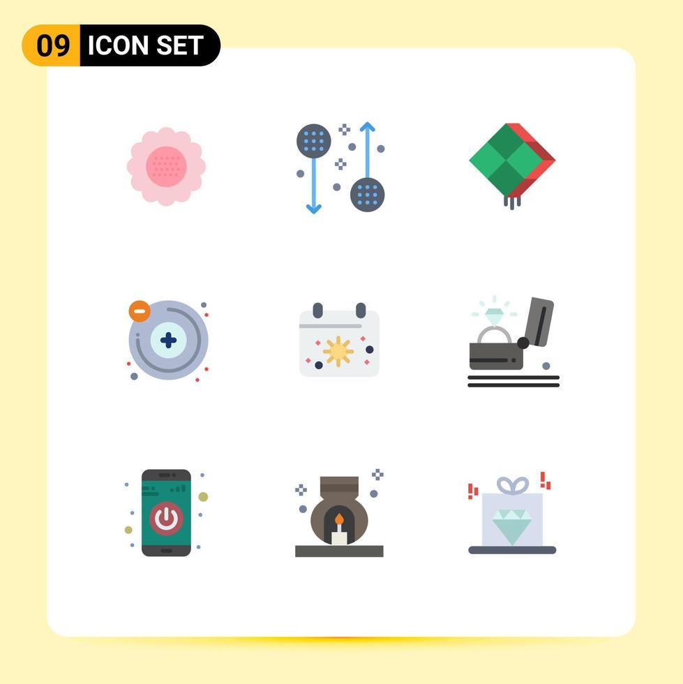 Pictogram Set of 9 Simple Flat Colors of molecule atoms health islam hanging Editable Vector Design Elements