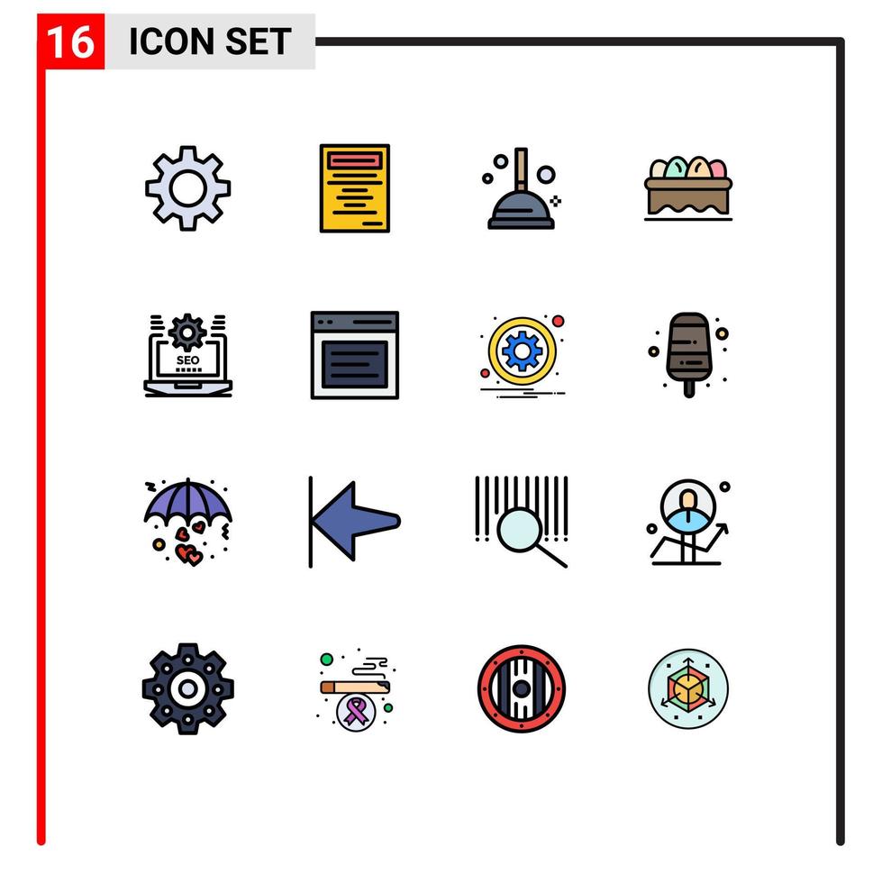 16 Creative Icons Modern Signs and Symbols of communication setting plunger web seo Editable Creative Vector Design Elements