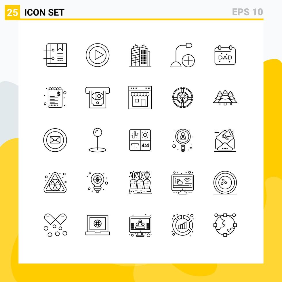25 Creative Icons Modern Signs and Symbols of date hardware building gadget computers Editable Vector Design Elements
