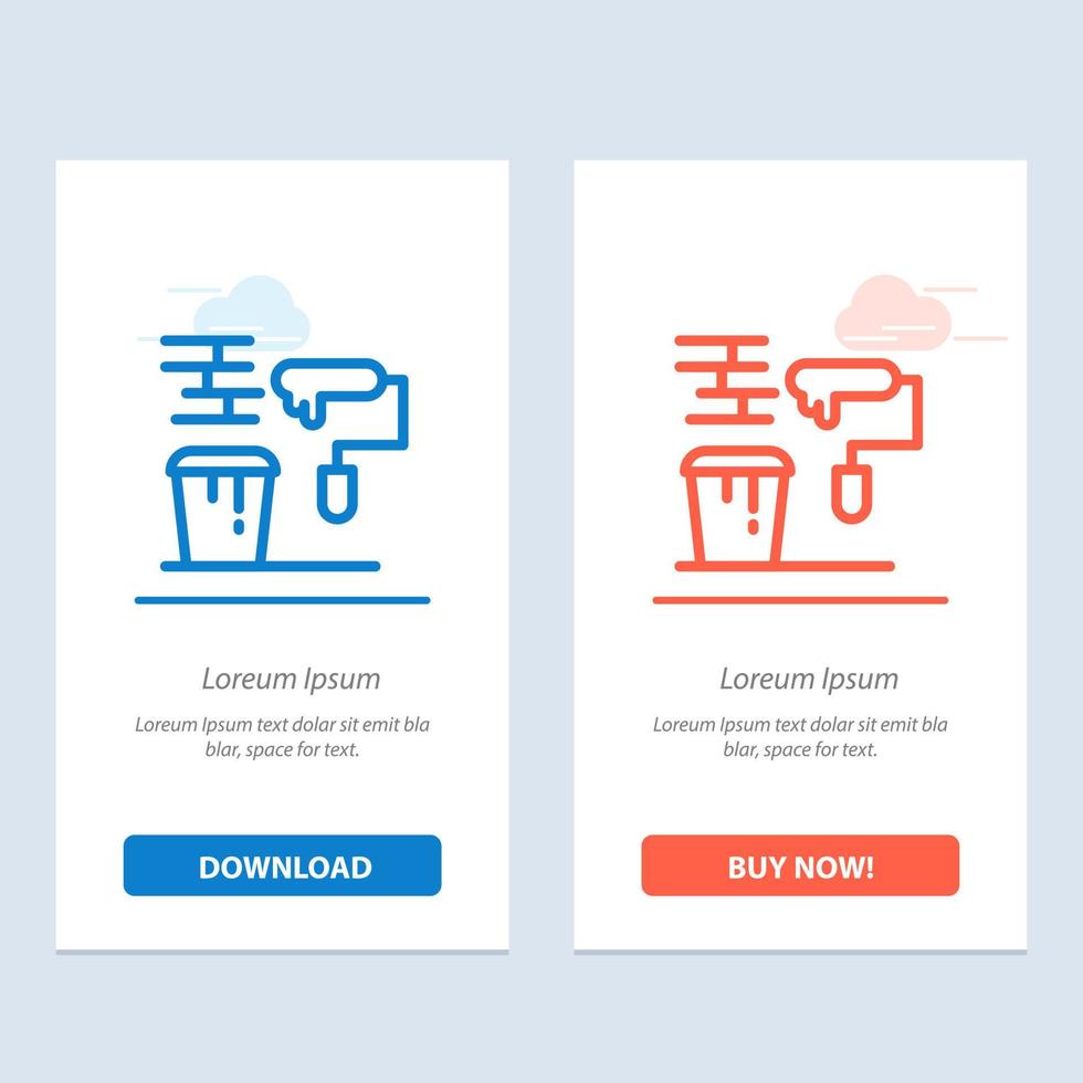 Brush Paint Painting Roller Tools  Blue and Red Download and Buy Now web Widget Card Template vector