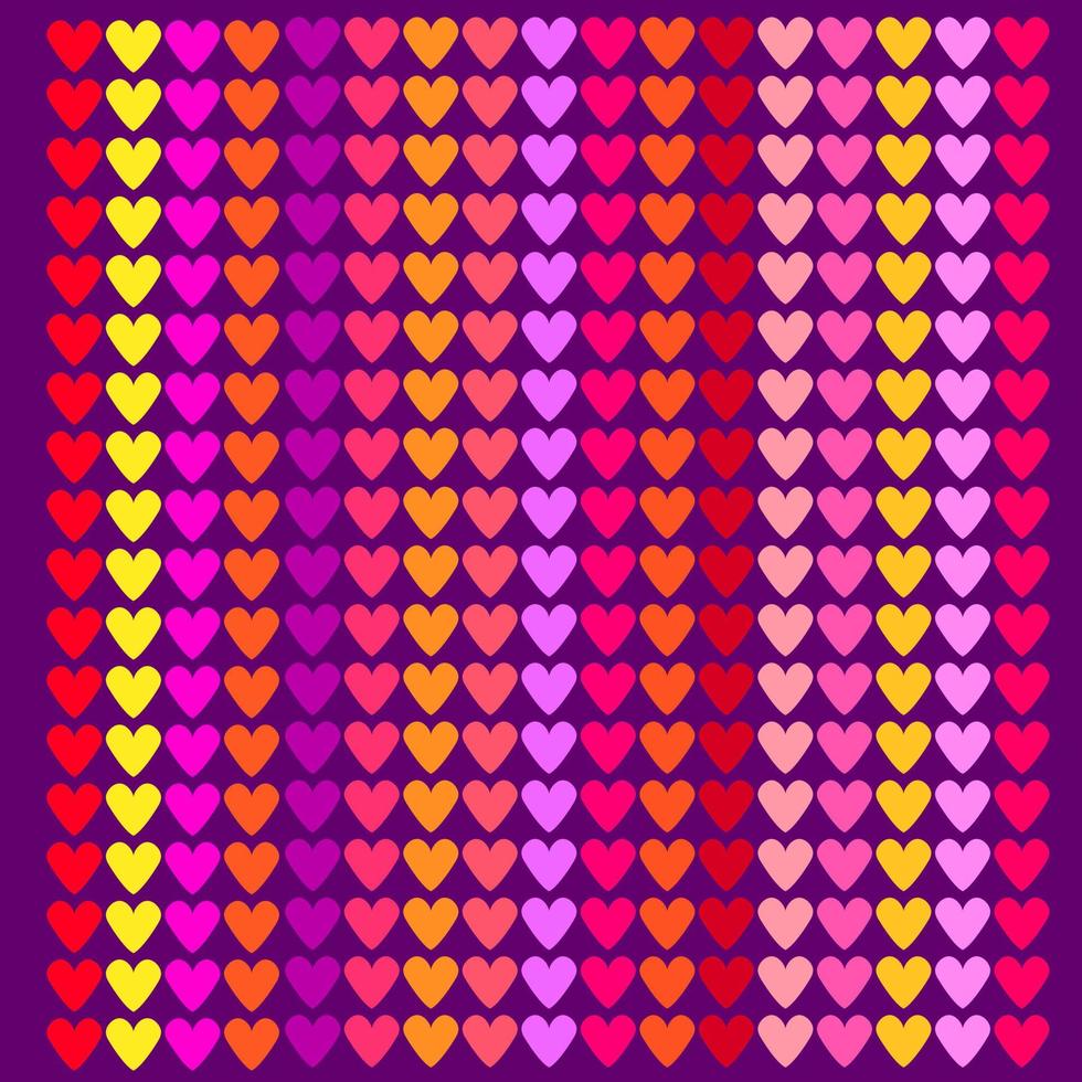 Colored hearts on purple background.Vector seamless pattern colored hearts. Vector illustration