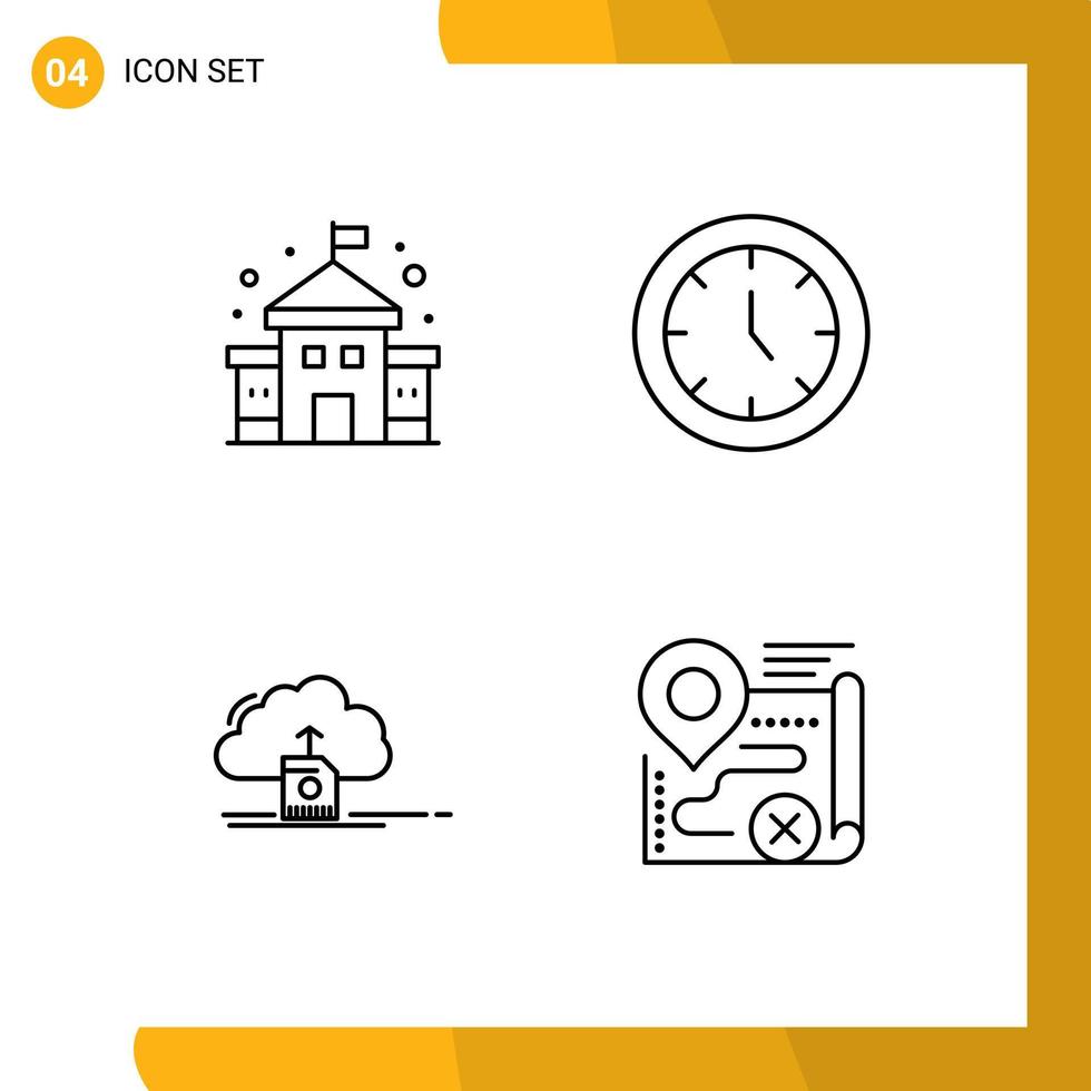 4 Line concept for Websites Mobile and Apps building save clock time computing Editable Vector Design Elements