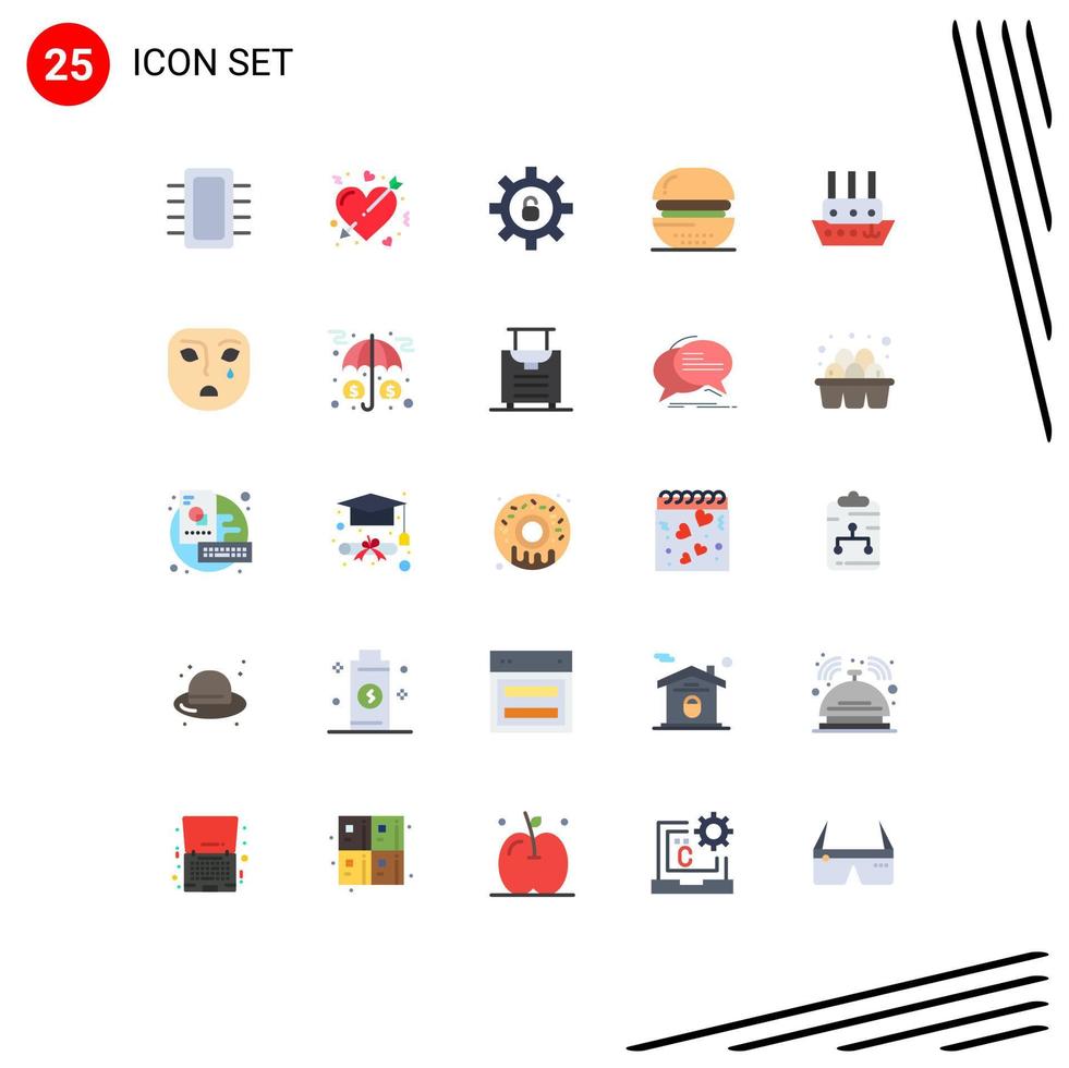 Universal Icon Symbols Group of 25 Modern Flat Colors of meal drinks love cooking settings Editable Vector Design Elements