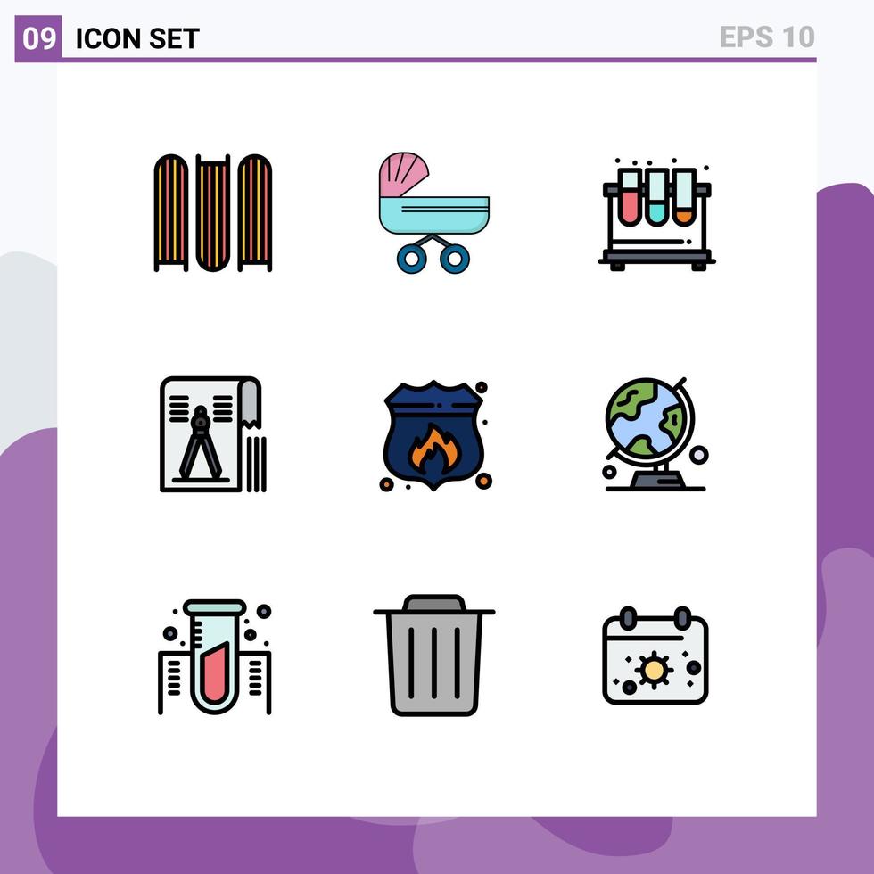 9 Universal Filledline Flat Colors Set for Web and Mobile Applications file tool chemistry drawing study Editable Vector Design Elements