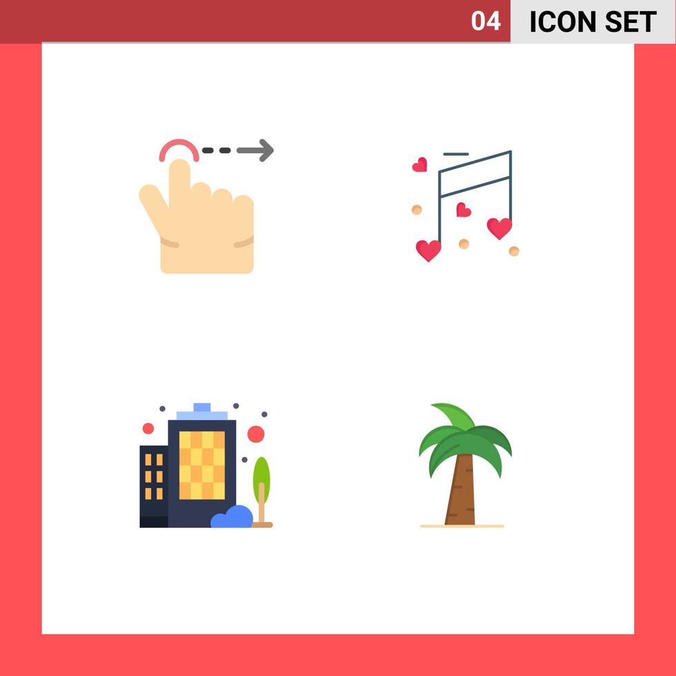 4 Creative Icons Modern Signs and Symbols of finger company music wedding global Editable Vector Design Elements