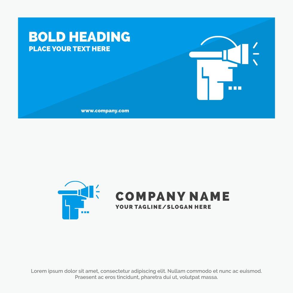 Head Human Technology Virtual Reality SOlid Icon Website Banner and Business Logo Template vector