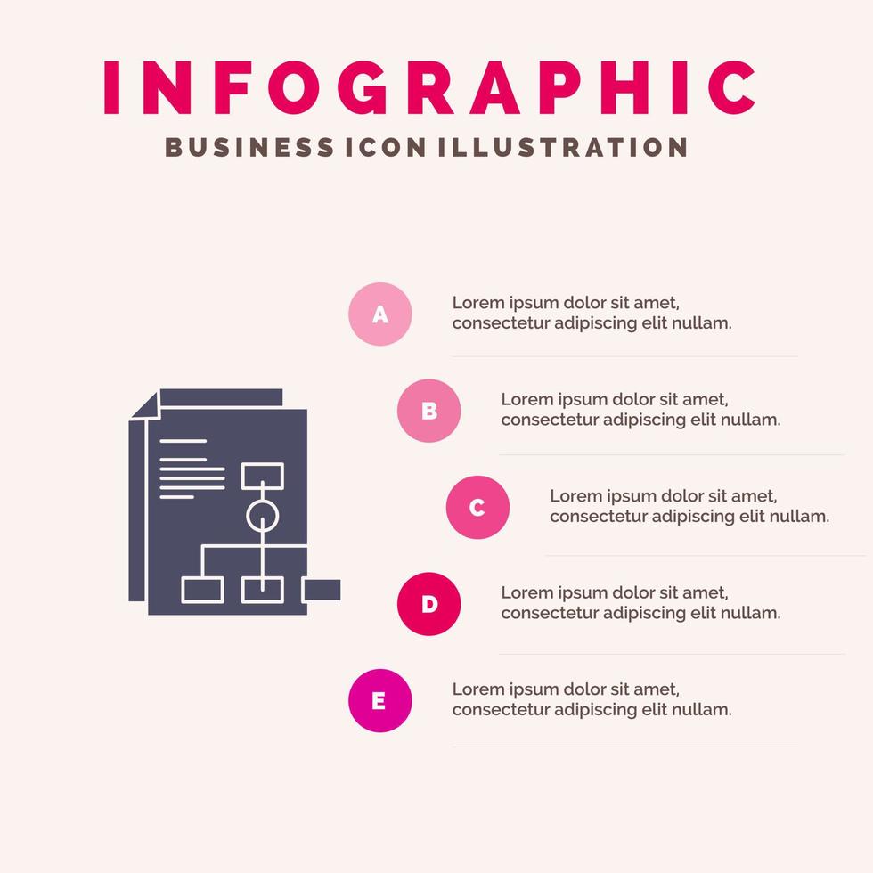 gráfico de presentación informe de factura icono sólido infografía 5 pasos fondo de presentación vector