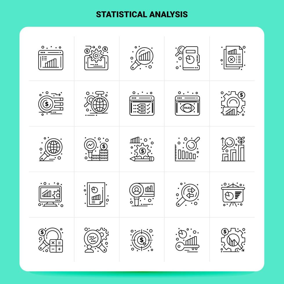 OutLine 25 Statistical Analysis Icon set Vector Line Style Design Black Icons Set Linear pictogram pack Web and Mobile Business ideas design Vector Illustration