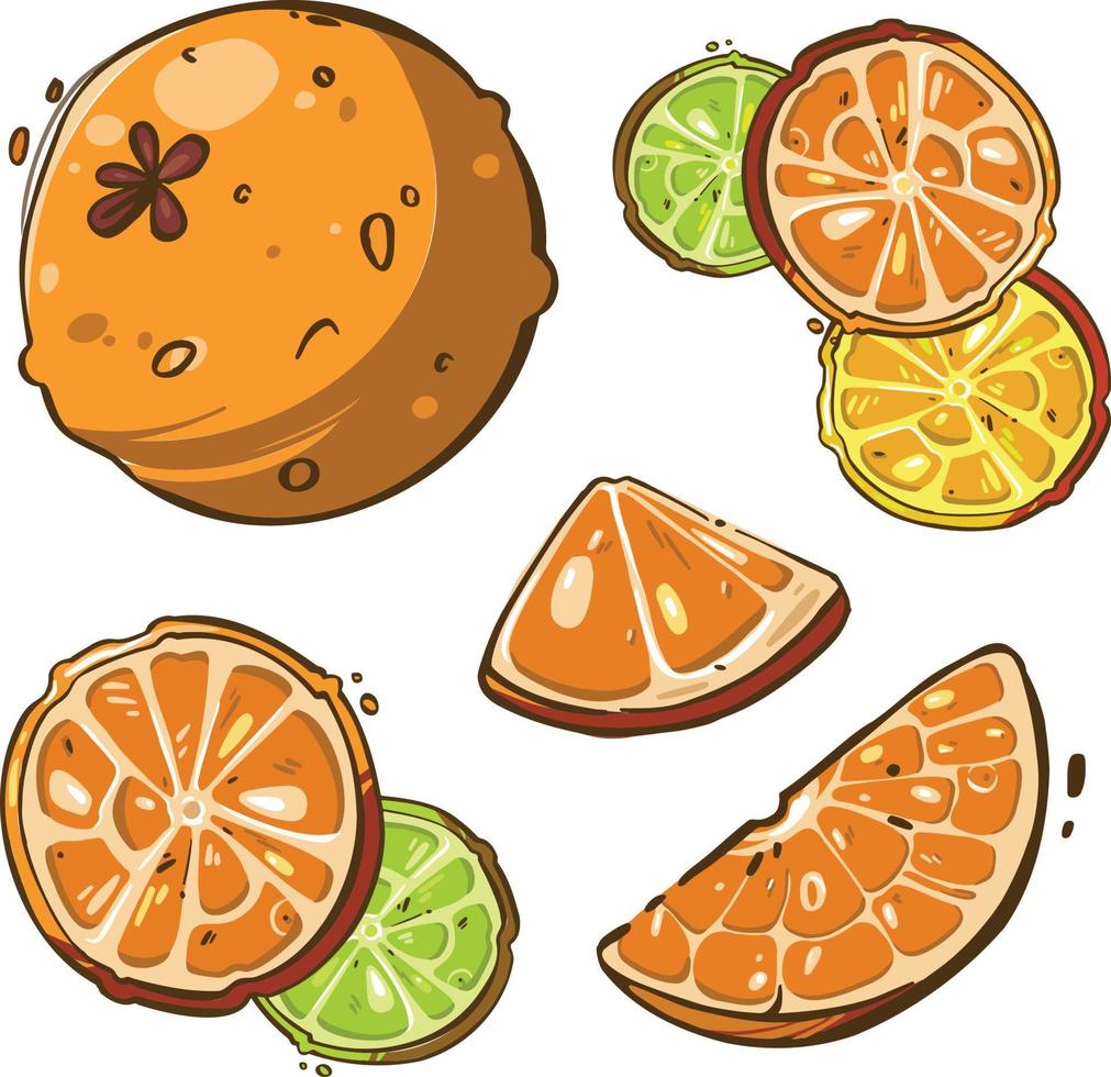 Icon symbol lemon orange fruit bright colorful vector