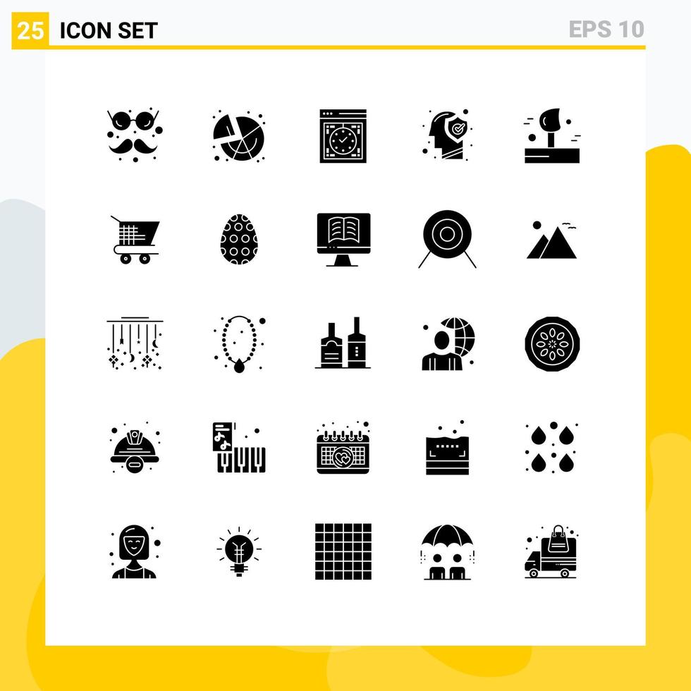 Modern Set of 25 Solid Glyphs and symbols such as mind human computer head web Editable Vector Design Elements