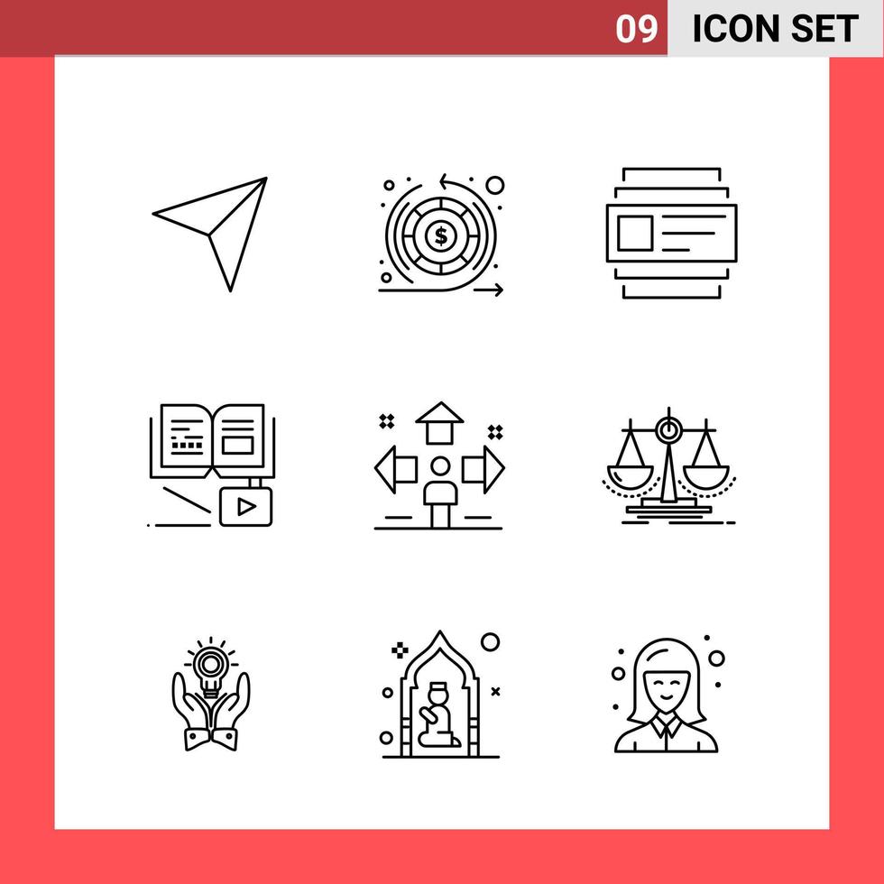 9 Icon Pack Line Style Outline Symbols on White Background Simple Signs for general designing Creative Black Icon vector background