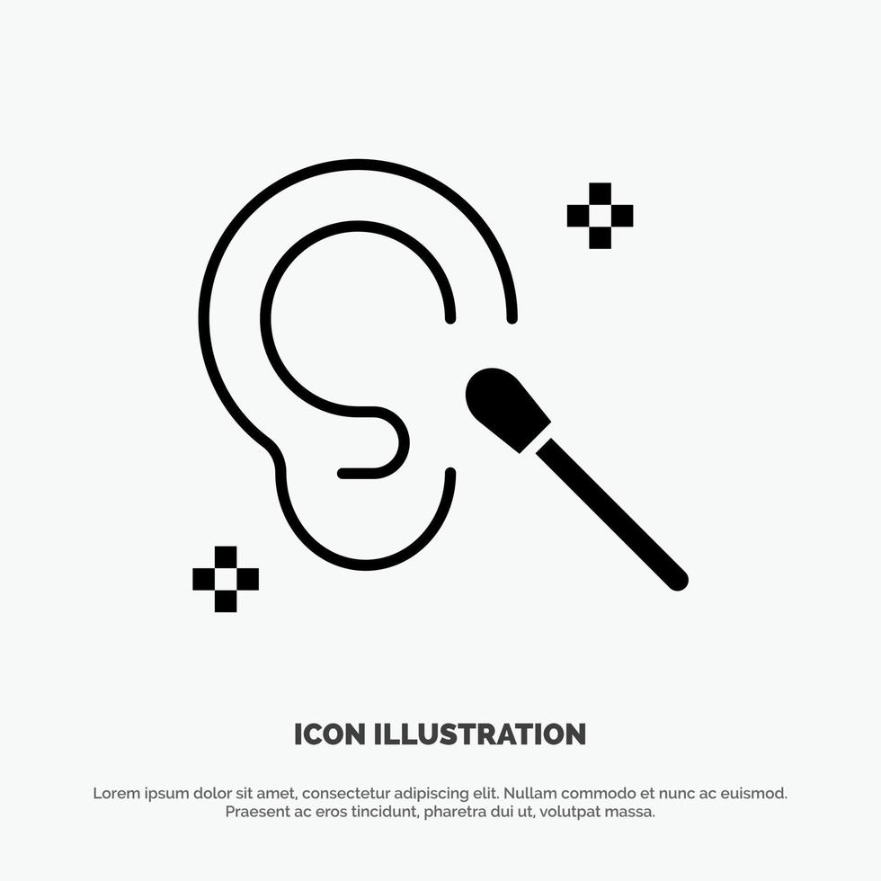 Buds Ear Cleaning Clean solid Glyph Icon vector