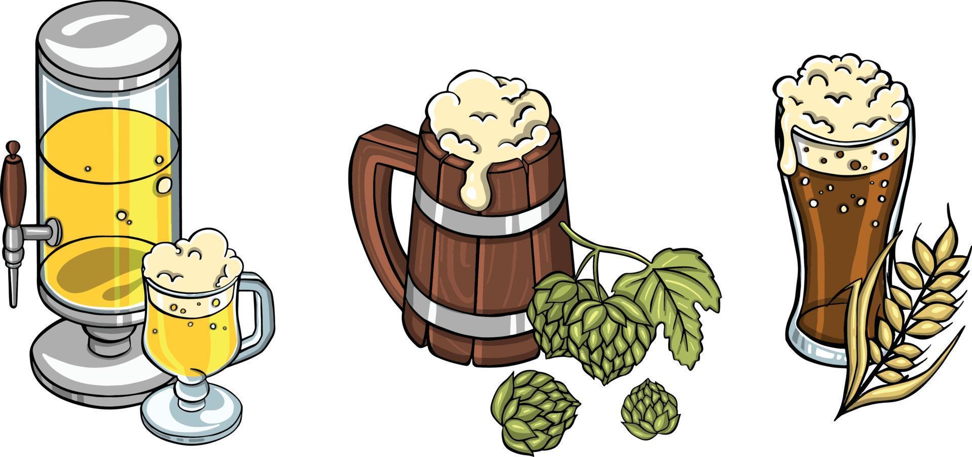 Beer. hand drawing set of sketches vector