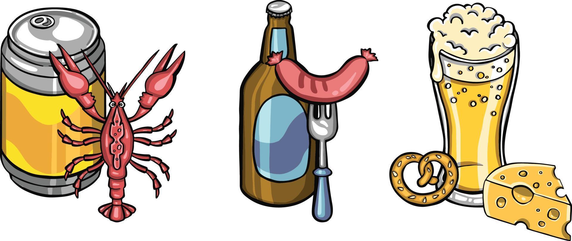 Beer. hand drawing set of sketches vector