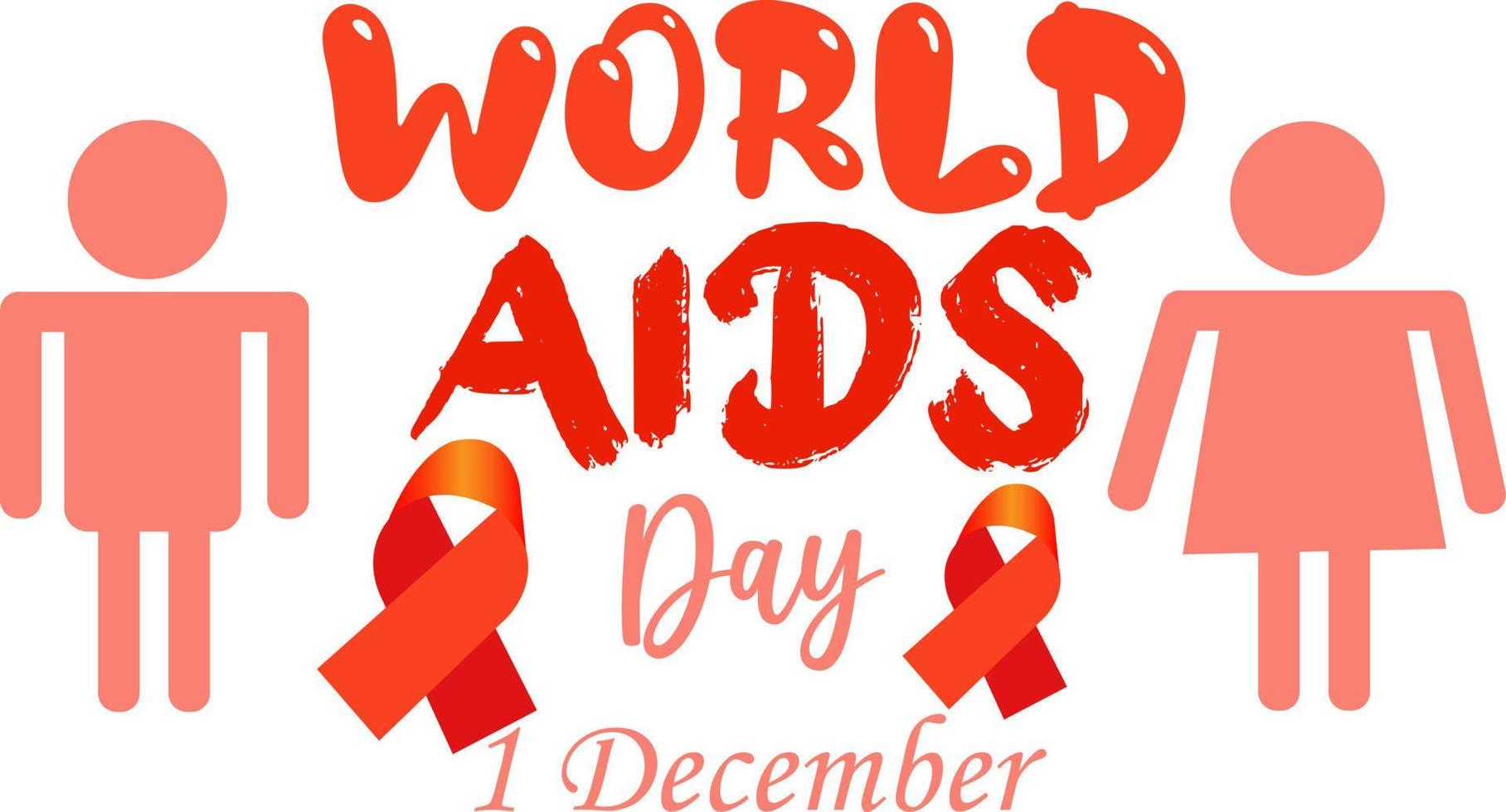 World AIDS Day Awareness Red Ribbon with man and women symbolic concept. Grow Aids alert  in worldwide. HIV virus banner poster greeting card. 01 December vector