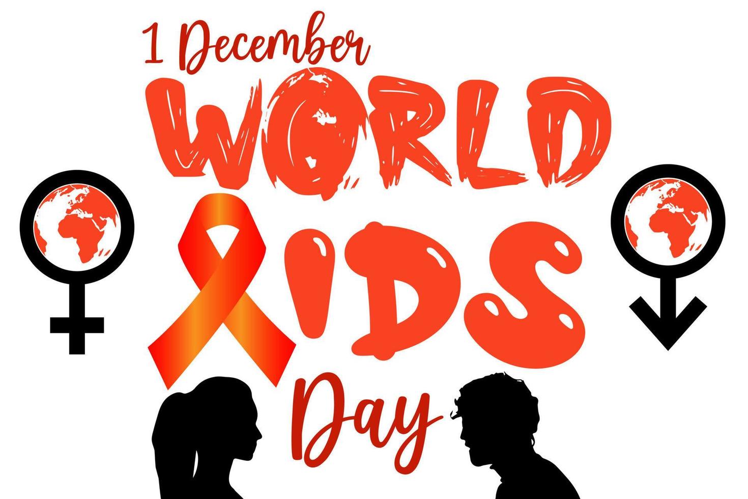 World AIDS Day Awareness Red Ribbon with man and women symbolic concept. Grow Aids alert  in worldwide. HIV virus banner poster greeting card. 01 December vector