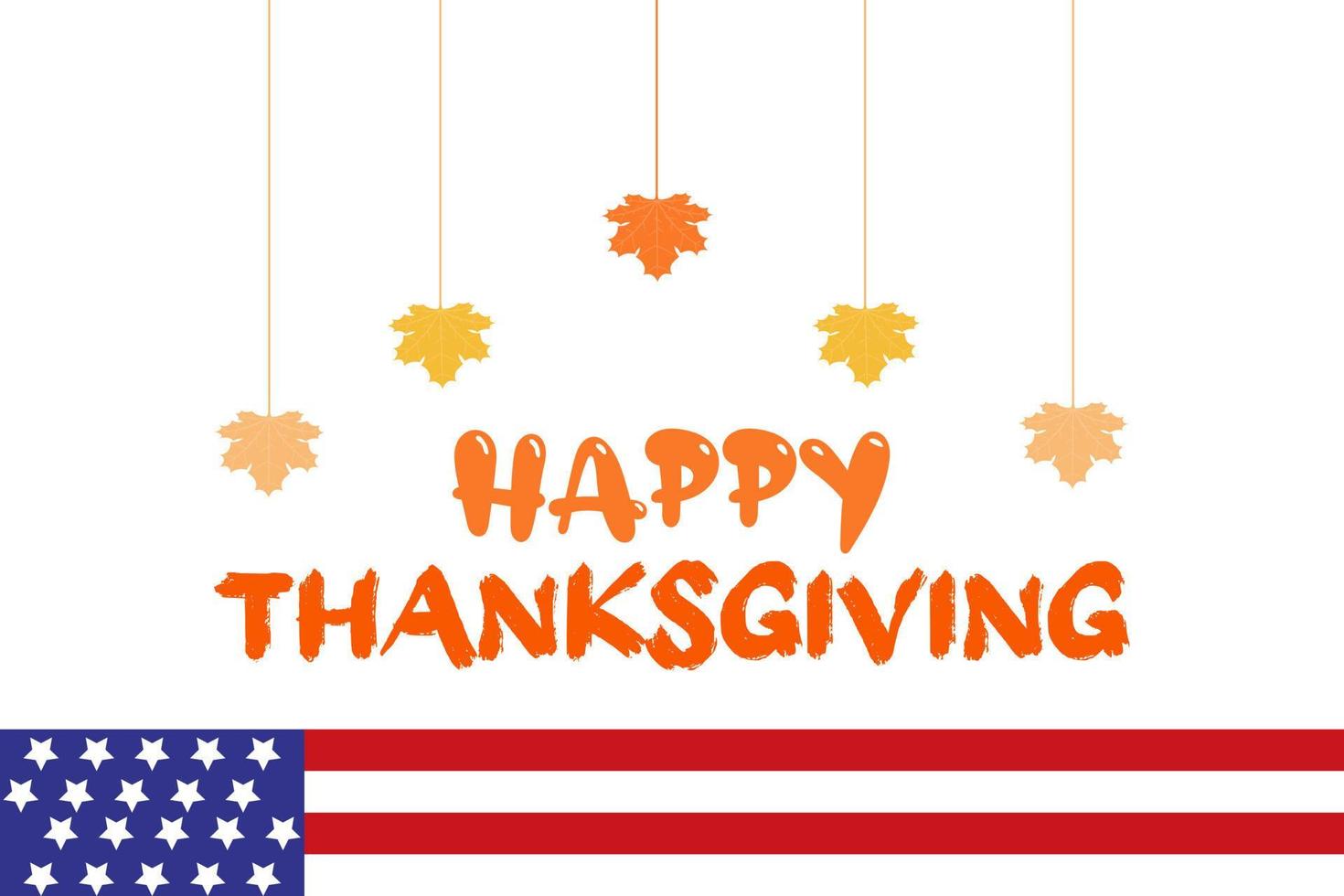 Happy Thanksgiving Day usa flag with hanging maple Leaves. Background full of branches and hanging maple Leaves. suitable for Festive background,banner,poster, greeting card, text lettering copyspace. vector