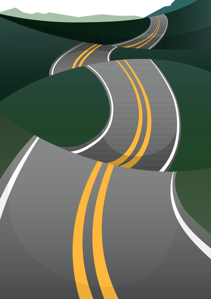 Gray road on hills in mountain perspective vector