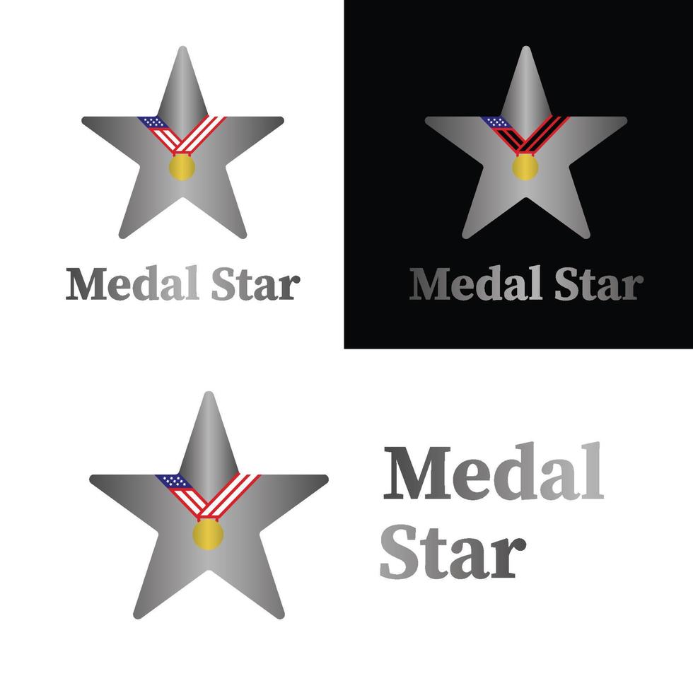 logotipo de medalla de estrella de plata de lujo vector