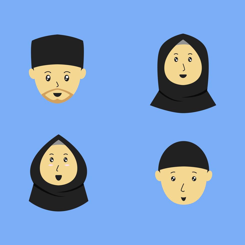 Flat head design of Islamic family vector