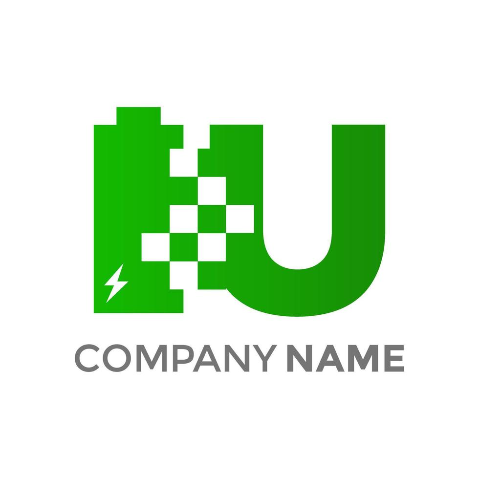 Initial U Battery Logo vector