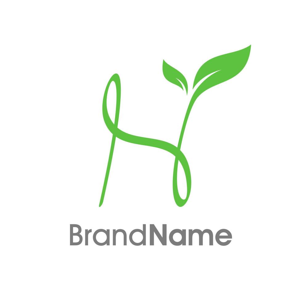 Initial H Nature Leaf vector