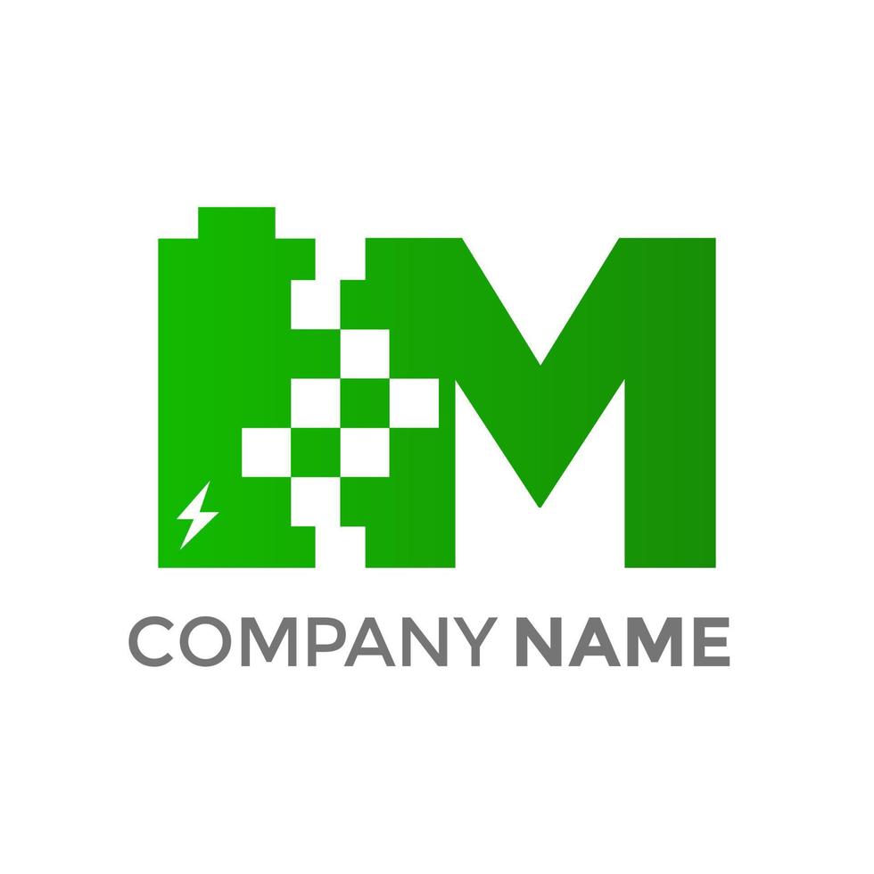 Initial M Battery Logo vector