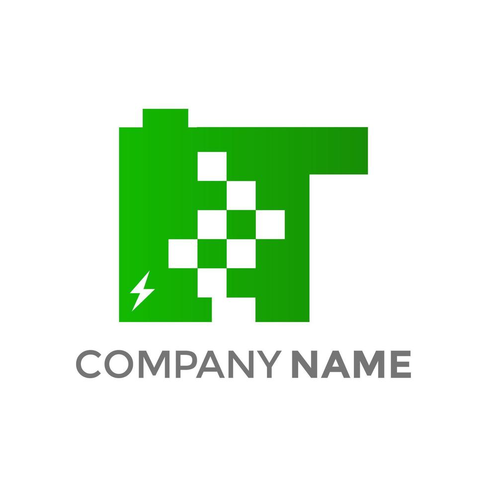 Initial T Battery Logo vector