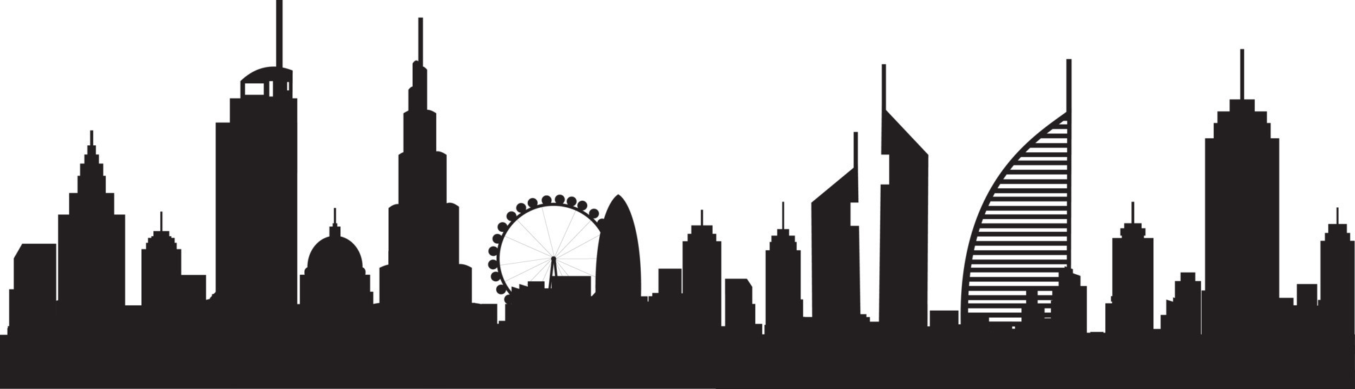 Dubai City Skyline Silhouette Vector Illustration 14440262 Vector Art Dubai City Skyline Silhouette Vector Illustration 14440262 Vector Art